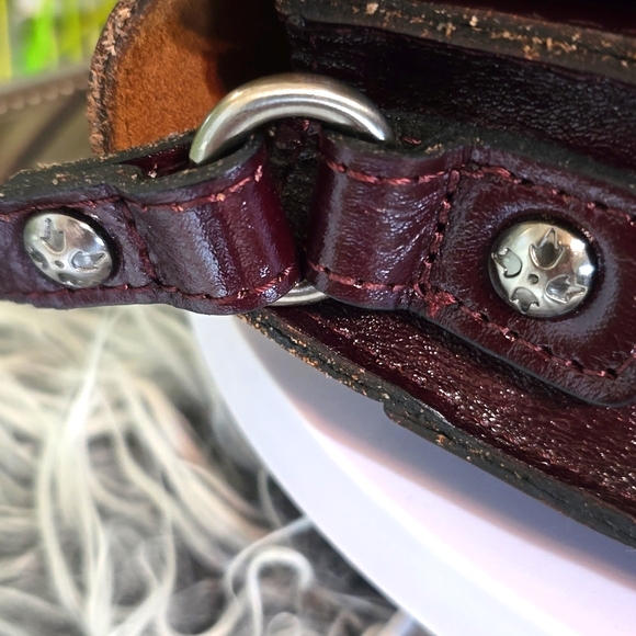 Patricia Nash ILINA Burgundy Cut Out Tooled Leather Crossbody Bag - Picture 10 of 15